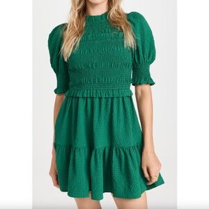 SEA New York Regina Seersucker Puff Sleeve Smocked Dress | Size Small | NWT